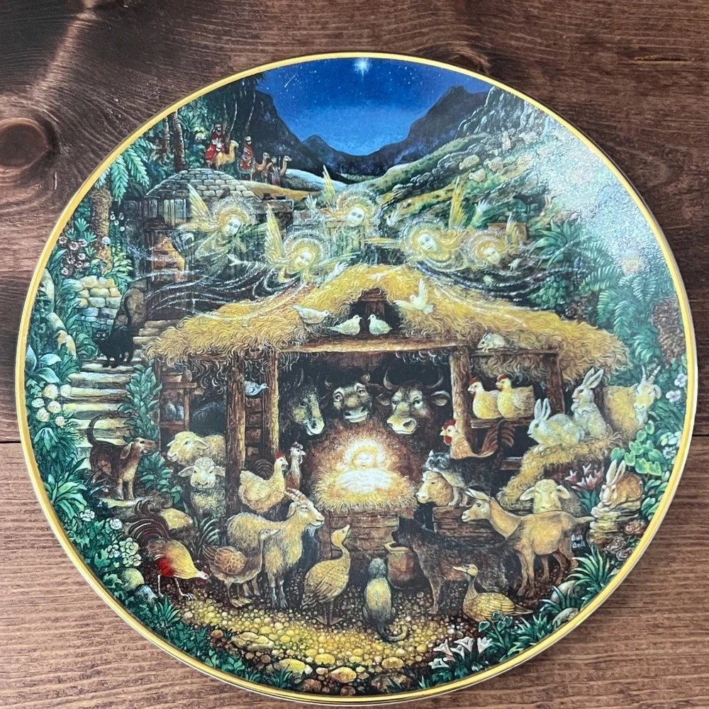Franklin Mint Away in a Manger Bill Bell Nativity Collector Plate Limited EDT